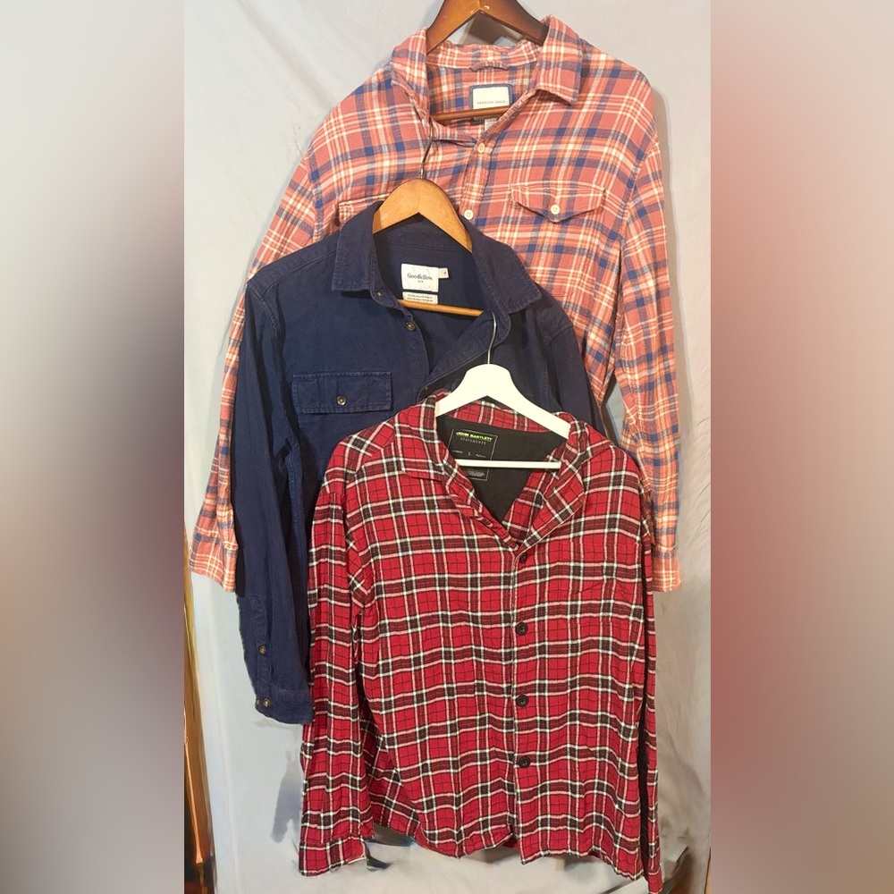 Plaid and Solid Men's Flannel Button Down Bundle